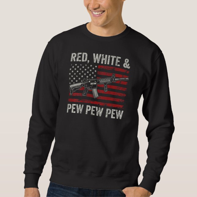 Moletom Red White E Pew Patriotic Pro Gun Ar15 Rifle Nós (Frente)