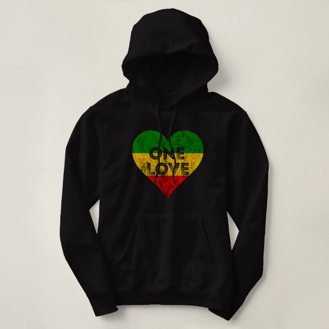 Moletom Reggae Heart One Love Rasta Reggae Music Rastafari (Frente do Design)