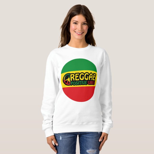 Moletom Reggae Music com vibrações positivas e bandeira de (Frente Completa)