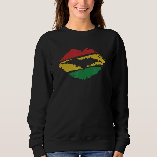 Moletom Reggae Music Jamaica Kissing Lips Flag Rastafari R (Frente)