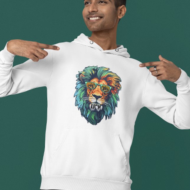 Moletom Rei Legal – Leão Colorido com Design de Óculos de  (Criador carregado)