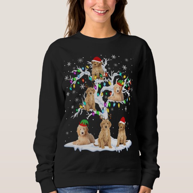 Moletom Reindeer Papais noeis ELF Goldendoodle Na Árvore D (Frente)