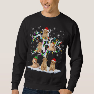 Moletom Reindeer Papais noeis ELF Goldendoodle Na Árvore D
