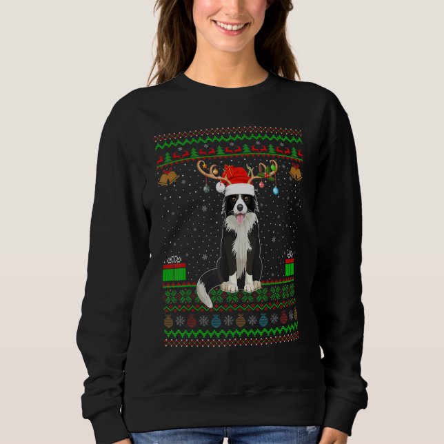 Moletom Reindeer Santa Hat Combinação Feia Collie Chri (Frente)
