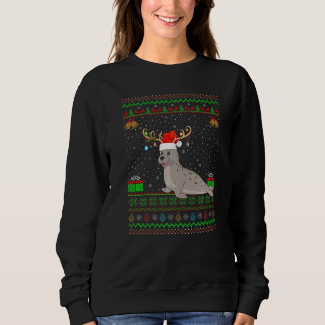 Moletom Reindeer Santa Hat Correspondendo a Ugly Sea Lion  (Frente)