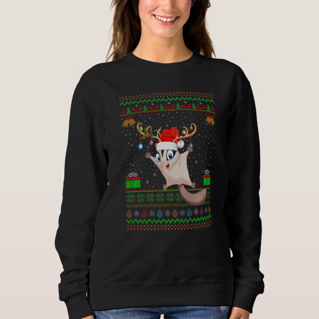 Moletom Reindeer Santa Hat Correspondendo Glider De Açúcar (Frente)
