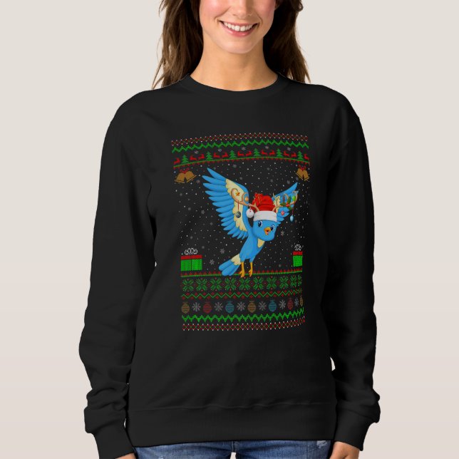 Moletom Reindeer Santa Hat Matching Ugly Bluebird Christm (Frente)
