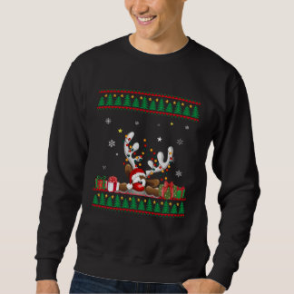 Moletom Reindeer Santa Hat Ugly Christmas Sweater