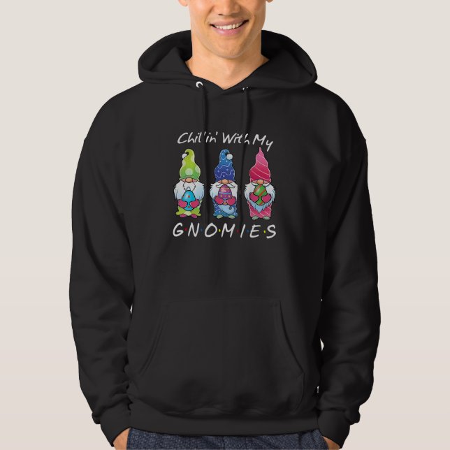 Moletom Relaxando Com Meus Gnomos Coelho Caça Ovos Gnomo (Frente)