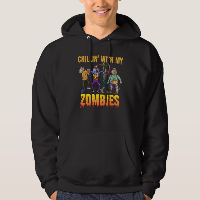 Moletom Relaxando Com Meus Zumbis Arrepios de Halloween Va (Frente)