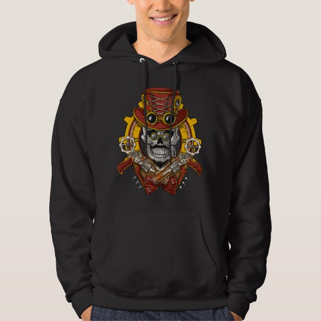 Moletom Relógio Mecânico Caveira Steampunk Engrenagens Ind (Frente)
