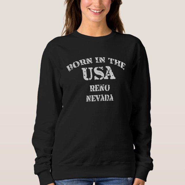 Moletom Reno Nevada Nasceu nos EUA desgastado (Frente)