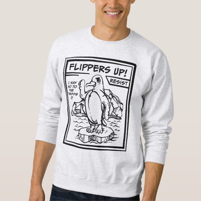 Moletom Resistência A Pinguins Contra Flores De Tarifas (Frente)
