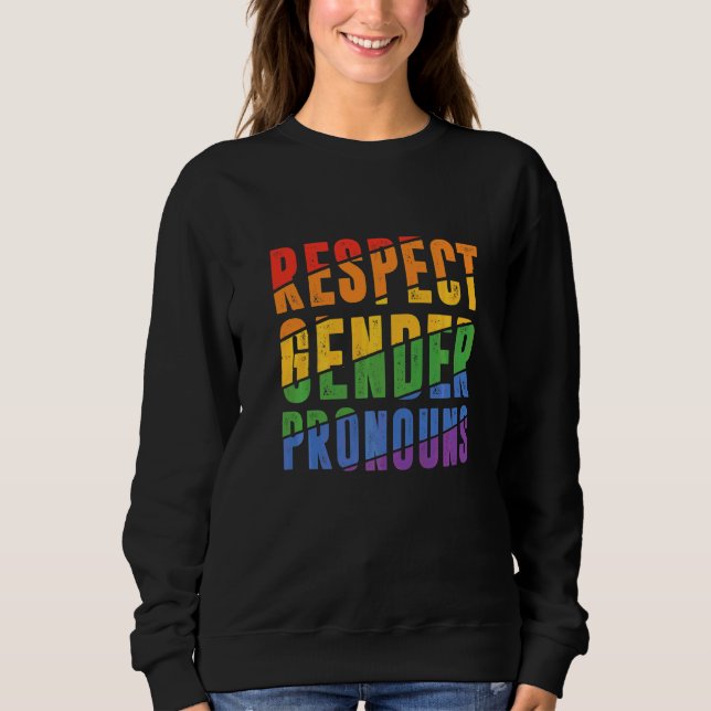 Moletom Respeite Pronomes de Gênero Arco-íris Bissexual Or (Frente)