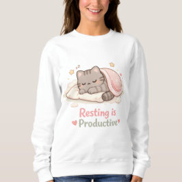 Moletom Resting is Productive Cute Kitty Cat Hygge Warm