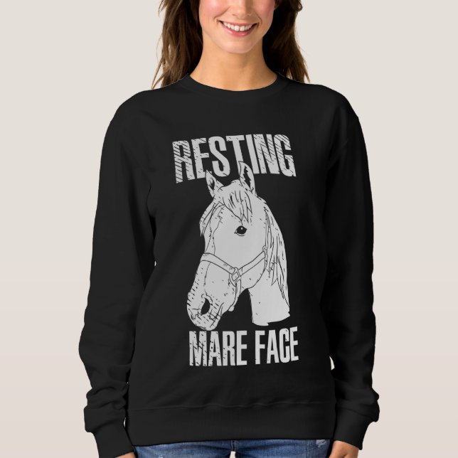 Moletom Resting Mare Face Cavalo Para Trás Ridiculando Pôs (Frente)