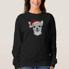 Moletom Retrato de Cachorro Chihuahua de Natal Papai Noel