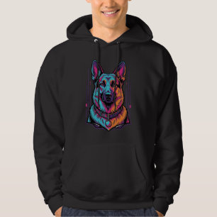 Moletom Retrato de Cachorro Neon com Gráfico de Gravura Vi
