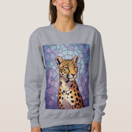 Moletom Retrato de Leopardo Real com Vidro Mosaico Manchad