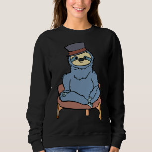 Moletom Retrato De Uma Lama Azul Sentada Numa Cadeira