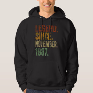 Moletom Retro 1987 Aniversário Legenda do Nascer Novembro 
