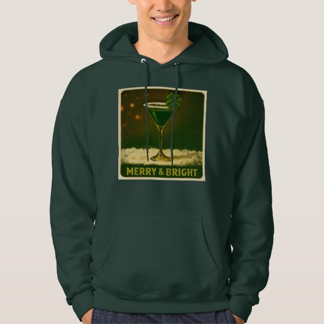 Moletom Retro 50s 4 Leaf Clover Irish Christmas Martini (Frente)
