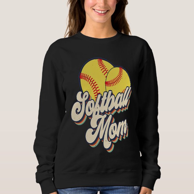 Moletom Retro 70s Softball Mom Cute Player Mama Team Sport (Frente)