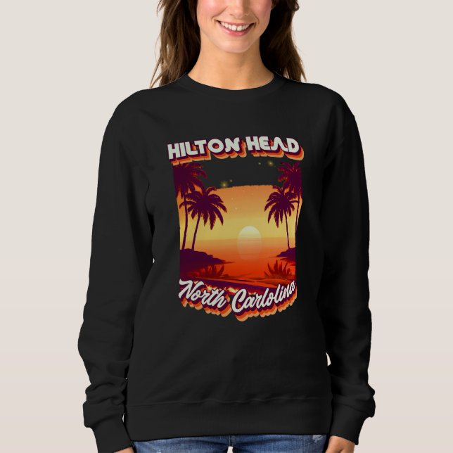 Moletom Retro 80's Style Hilton Head North Carolina Palm T (Frente)