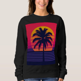 Moletom Retro 80s Sunset Palm Tree Synthwave Art