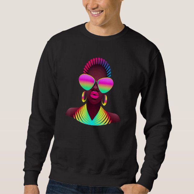 Moletom Retro African Woman Beautiful Pink 80s Men Women K (Frente)