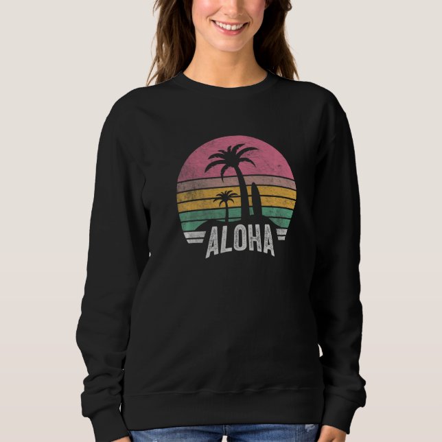 Moletom Retro Aloha Hawaii Ilha Hawaii Surf Palm Beach (Frente)
