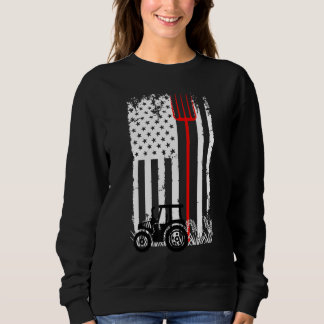 Moletom Retro American Flag Tractor Men Women Tractor Farm