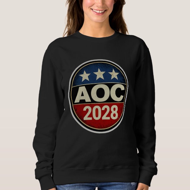 Moletom Retro AOC 2028 Luta contra o protesto da Oligarchy (Frente)