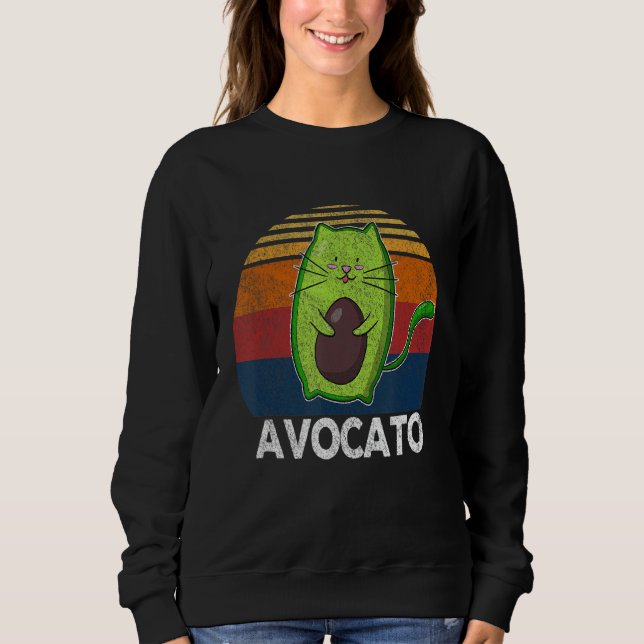 Moletom Retro Avocato Avogato Avocado Cat Vegan (Frente)