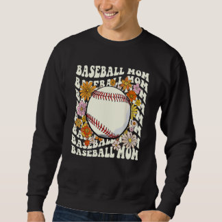Moletom Retro Baseball Mom Groovy Floral Women Baseball Fl