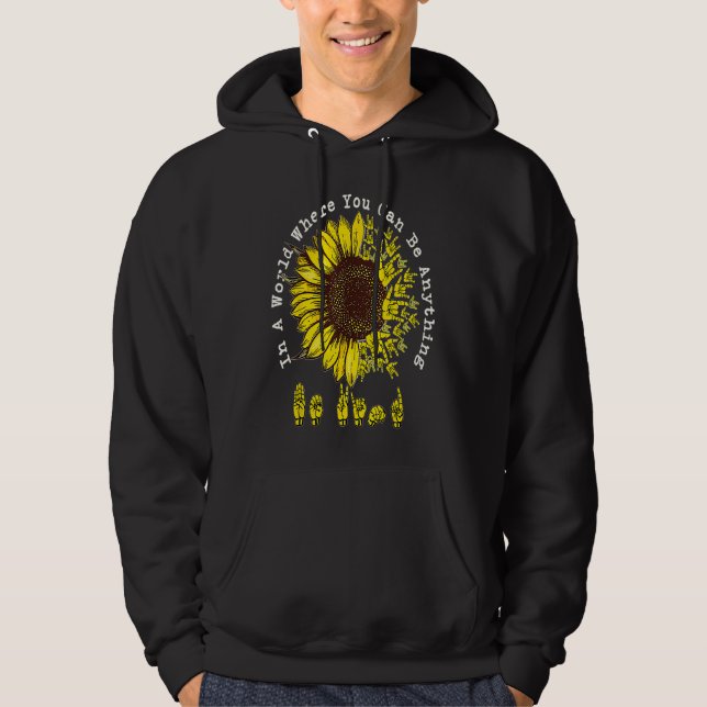 Moletom Retro Be Kind Sunflower Peace Hand Sign Mental Hea (Frente)