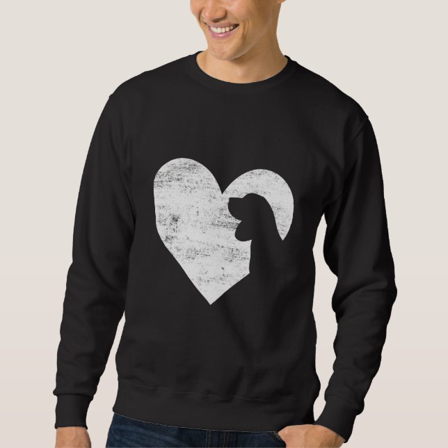 Moletom Retro Beagle Dog Heart Valentine's Day Dog Lover (Frente)