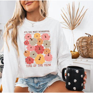 Moletom Retro Boho Pumpkins com Cotação de Queda