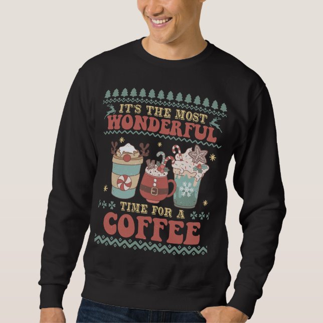 Moletom Retro "Café Hora" Engraçado Sueco Feio de Natal (Frente)