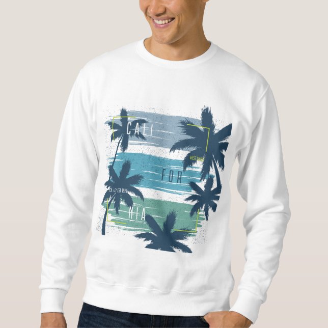 Moletom Retro California Palm Tree - Beach Sunset Aestic (Frente)