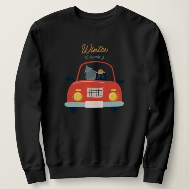 Moletom Retro Cat Driving Funny Classic Style Winter (Frente do Design)