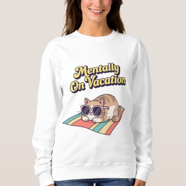 Moletom Retro Cat Vacation Brain Women’s Sweatshirt (Frente)