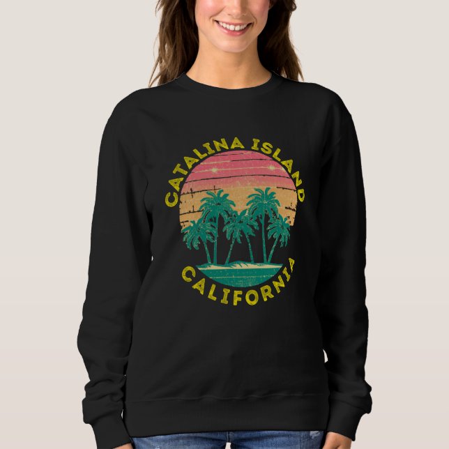 Moletom Retro Catalina Island Vacation Souvenir Palm Tree (Frente)
