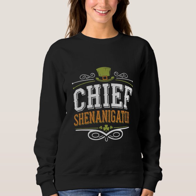Moletom Retro Chief Shenanigator Chapéu Sortudo do Leprech (Frente)