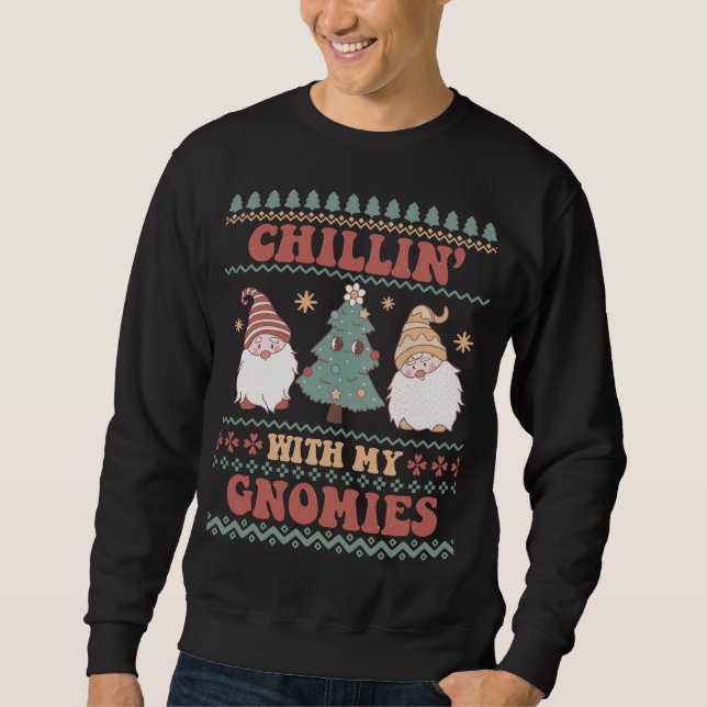 Moletom Retro "Chillin' With My Gnomies" Homens Feio (Frente)