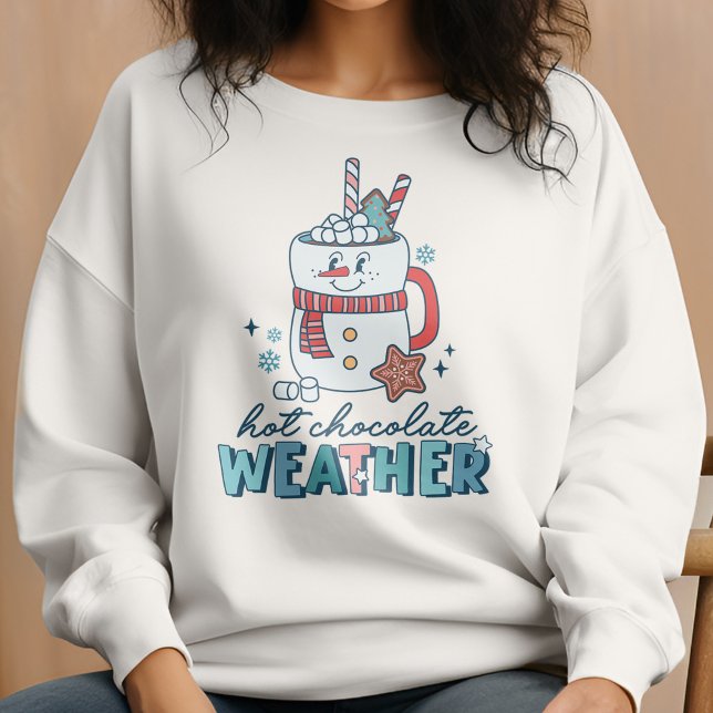 Moletom Retro Chocolate Quente Clima Snowman Winter (Criador carregado)