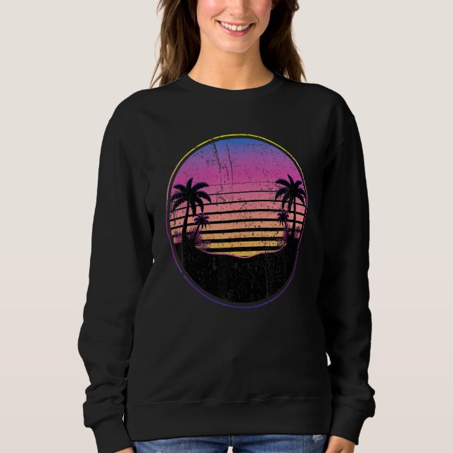 Moletom Retro Coconut Palm Trees Beach Sunset Tropical Sum (Frente)