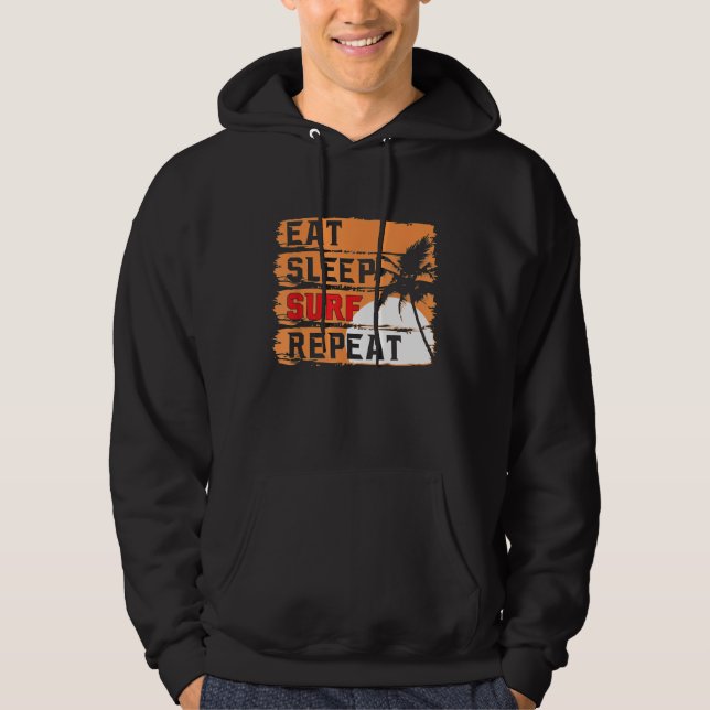 Moletom Retro Coma Surf do Sono Repetir Surf Engraçado Eng (Frente)