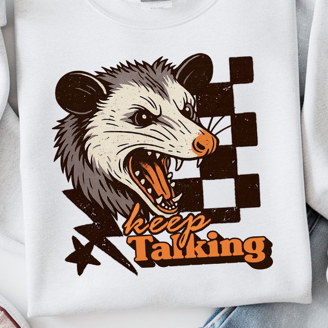 Moletom Retro Continue Falando Feral Possum: Animal Selvag (This keep talking feral possum design brings bold edgy humor to your day!
)