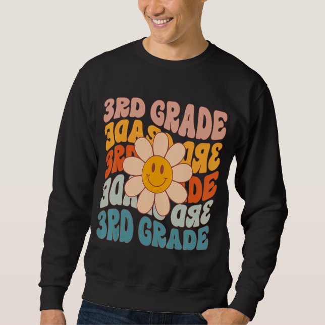 Moletom Retro Daisy Groovy Colorous Third 3rd Grade Teache (Frente)